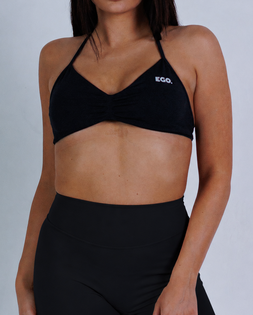 Crni DARK DAHLIA sportski bra (grudnjak) za žene — push up | EGO
