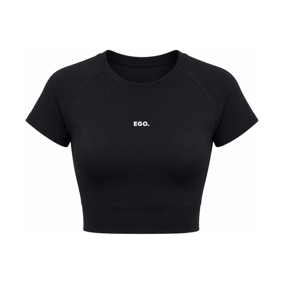 DARK DAHLIA crni ženski crop top sa kratkim rukavom — EGO