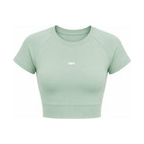 MATCHA zeleni ženski crop top sa kratkim rukavom — EGO
